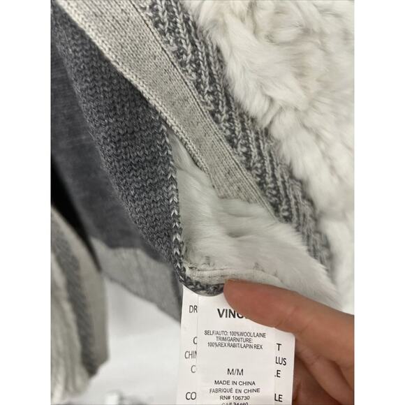 Sz M Medium Vince Grey Rex Rabbit Fur Sleeveless Sweater Vest V314276252 - Picture 6 of 9